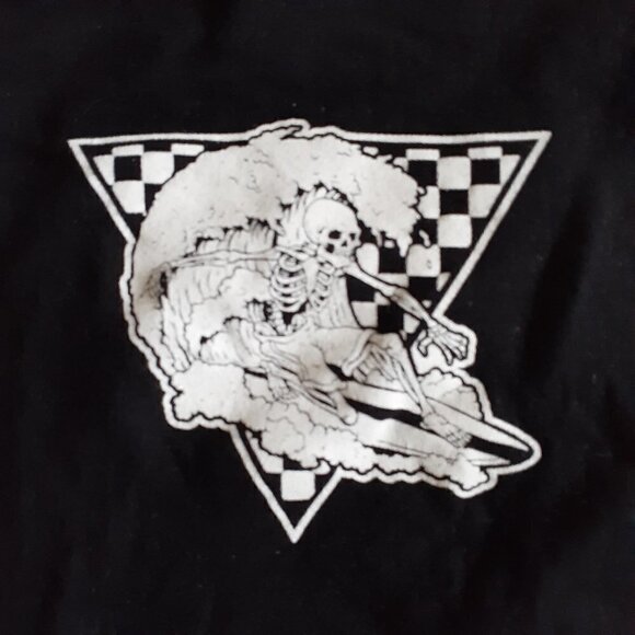 LCM International Men's Size Medium Black Cotton Surfing Skeleton T-Shirt - Picture 6 of 9